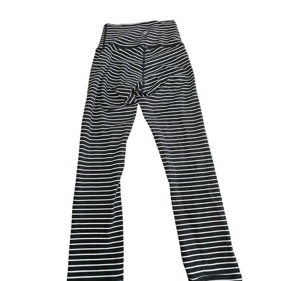 Lululemon Wunder Under Crop (High-Rise) *21" SZ 2 Stripe Black White - Picture 7 of 9